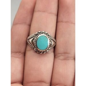 925 Sterling Silver Turqoise Ring Size 9